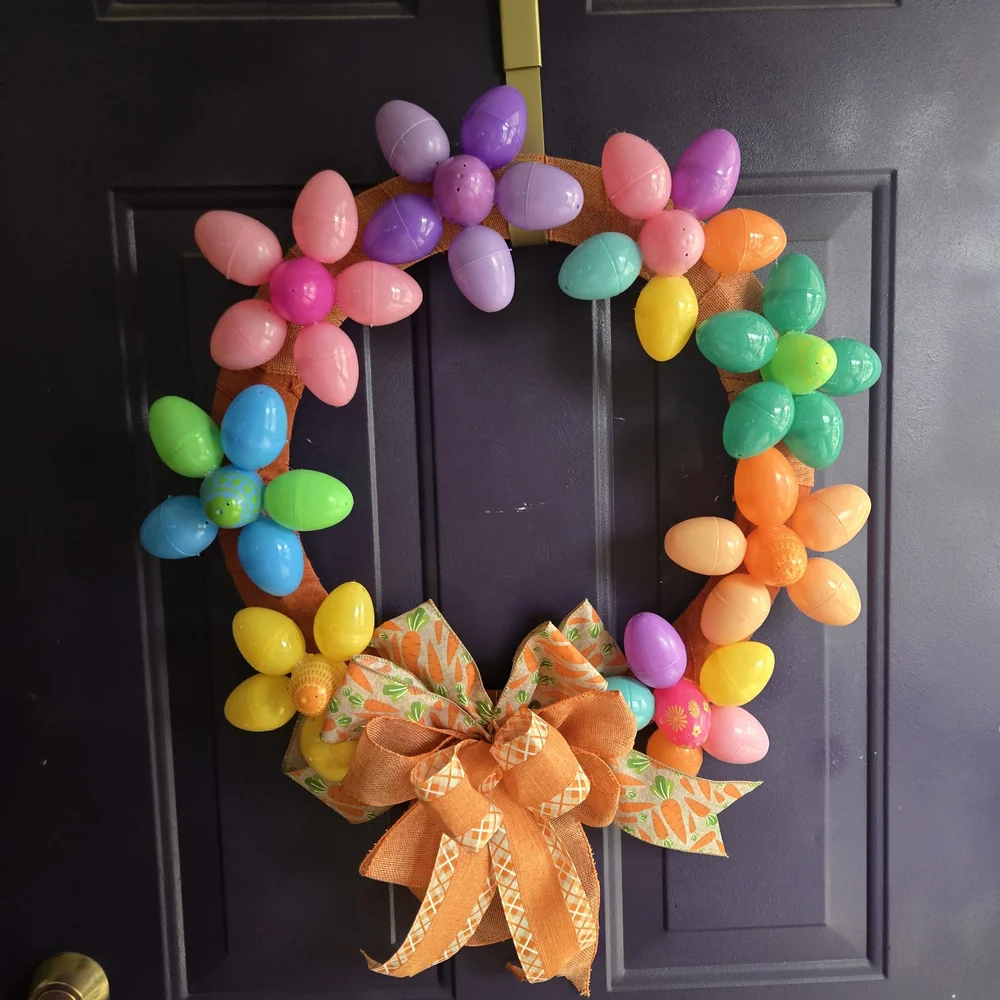 Colorful Easter Egg Wreath with Bow